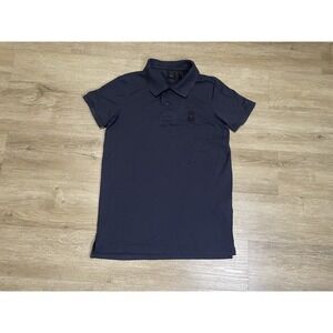 Psycho Bunny Polo Shirt Peruvian Womens Sz 2 Pima Cotton Navy Blue